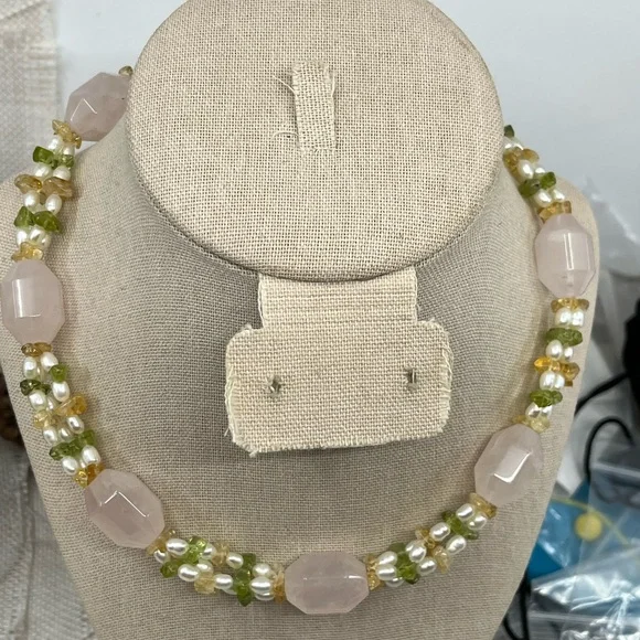 Vintage Ross-Simons Multi-Gemstone and White Pearl Necklace 16" - Picture 3 of 17